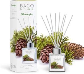 img 1 attached to 🌲 BAGO Home Reed Diffuser Set - Siberian Pine (Christmas Tree Scent) 3.4oz (100ml) - Alcohol-Free, Aroma of Pine, Maple & Pine Woods - Comes with 8 Reed Diffuser Sticks - Ideal for Enhancing Home, Office, or Bathroom Decor