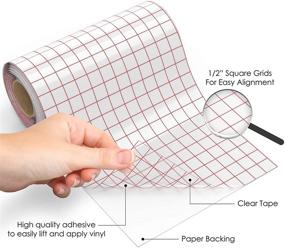 img 2 attached to 🎨 Рулон ленты для переноса виниловой наклейки Kassa - 6" x 50 футов - 3 черных, 3 белых виниловых листа - Прозрачная бумага для переноса для Silhouette Cameo - Средняя липкость с идеальной сеткой для выравнивания