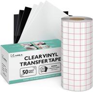 🎨 kassa vinyl transfer tape roll - 6" x 50 feet - 3 black, 3 white vinyl sheets - clear transfer paper for silhouette cameo - medium tack with perfect alignment grid logo