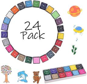 img 3 attached to 🎨 Fstaor Washable Ink Pads for Kids, 24 Pack Craft Ink Pad for Rubber Stamps Paper Wood Fabric (Pack of 24)