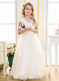 img 1 attached to 👗 Delicate and Timeless: Bow Dream Vintage Long Tulle Flower Girl Dresses for Wedding, Birthday, and First Communion