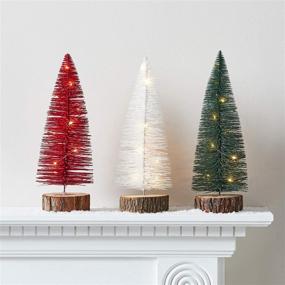 img 2 attached to 🎄 Lights4fun, Inc. Set of 3 12” Battery Operated LED Mini Christmas Tree Decorations with Pre Lit Function