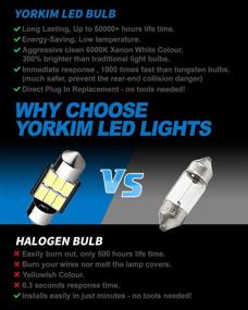 img 1 attached to 🔆 Yorkim Super Bright DE3022 DE3175 Festoon LED Bulbs White, Error Free Canbus 6-SMD 5730 Chipsets, DE3021 LED Interior Car Lights 31mm LED Bulbs for Dome Map Light - Pack of 4