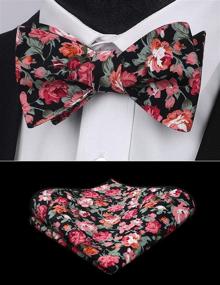 img 3 attached to 👔 Premium HISDERN Cotton Floral Print Men's Accessories: Ties, Cummerbunds & Pocket Squares for Stylish Men