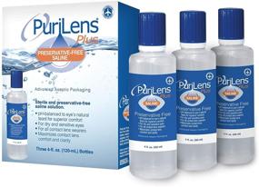 img 4 attached to 💧 PuriLens Plus Preservative-Free Saline Solution - Set of Three 4 Fl Oz (120 mL) Bottles