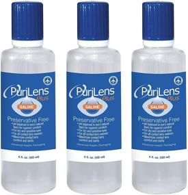 img 2 attached to 💧 PuriLens Plus Preservative-Free Saline Solution - Set of Three 4 Fl Oz (120 mL) Bottles