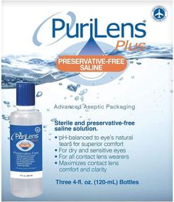 img 1 attached to 💧 PuriLens Plus Preservative-Free Saline Solution - Set of Three 4 Fl Oz (120 mL) Bottles