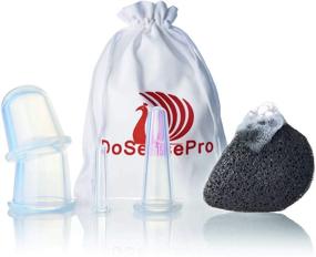 img 1 attached to 🧖 Facial Cupping Set for Anti-Aging & Natural Face Lift by DoSensePro. Improve Skin Wrinkles on Face, Eyes, & Neck + Bonus Japanese Konjac Sponge. Cellulite Therapy Cupping Set.