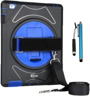 📱 cellular360 shockproof case for apple ipad 2, 3, 4 - car headrest mount case with 360° rotatable kickstand, adjustable handle, and shoulder strap (black/blue) logo