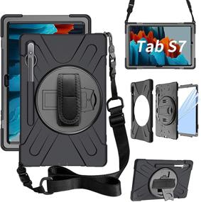 img 4 attached to 📱 ZenRich Galaxy Tab S7 Case 2020 with S Pen Holder - Shockproof Case + Screen Protector, Stand, Hand Strap & Shoulder Belt - Samsung Galaxy Tab S7 11 Inch Black