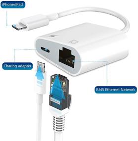 img 2 attached to 🔌 Apple MFi Certified 2 in 1 Lightning to Ethernet Adapter with Charge Port - RJ45 Ethernet LAN Network Adapter, Compatible with iPhone/iPad/iPod, Plug and Play, Supports 100Mbps Ethernet Network