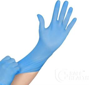 img 2 attached to 100-Box Nitro-V Nitile-Vinyl Synthetic Blue Exam Gloves - Medium Size, Latex-Free Powder-Free for Safe Healthcare Use - Clinic, Nursing, Food, Nail, Hair Salon, Tattoo, Cleaning