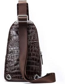 img 3 attached to Crocodile Leather Sling Shoulder Backpack