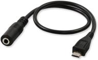 qaoquda (2-pack) шнур с адаптером micro usb male к 3,5-мм female для наушников с активным клипом микрофоном - 1 фут (черный) логотип