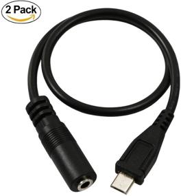 img 3 attached to Qaoquda (2-Pack) шнур с адаптером Micro USB Male к 3,5-мм Female для наушников с активным клипом микрофоном - 1 фут (черный)