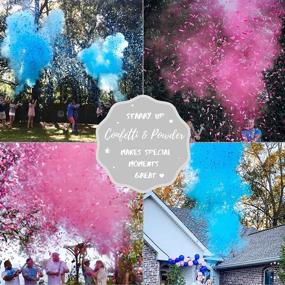img 3 attached to 🎊 Gender Reveal Confetti Powder Cannon - Set of 2 Blue & 2 Pink Poppers - Gender Reveal Party Supplies - Smoke Powder & Confetti Sticks Cannons - 40pcs Gender Reveal Stickers (20 Girl & 20 Boy)