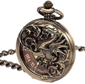 img 4 attached to ⌚ Exquisite Men's Skeleton Mechanical Pocket Watch for Timeless Elegance