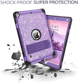 img 2 attached to 💜 DUEDUE Glitter Bling iPad 9.7 Case 2017/2018, iPad Air 2 Case, iPad 6th/5th Generation Case with Kickstand - Purple, Heavy Duty Hard PC Cover for iPad Pro 9.7 - Shockproof Protection