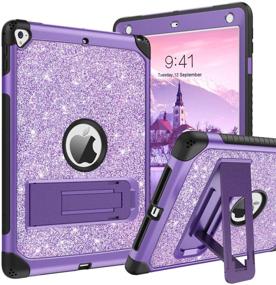 img 4 attached to 💜 DUEDUE Glitter Bling iPad 9.7 Case 2017/2018, iPad Air 2 Case, iPad 6th/5th Generation Case with Kickstand - Purple, Heavy Duty Hard PC Cover for iPad Pro 9.7 - Shockproof Protection