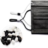 60 pcs silicone cord locks for drawstrings - non slip stopper adjustment buckle in black and white logo