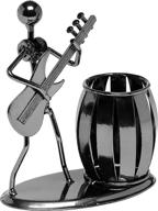 🎸 gun metal gray guitar rocker pencil/pen holder cup: stylish desktop stand for office supplies - decorative логотип