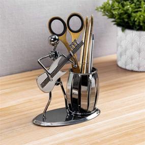 img 3 attached to 🎸 Gun Metal Gray Guitar Rocker Pencil/Pen Holder Cup: Stylish Desktop Stand for Office Supplies - Decorative