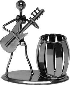 img 1 attached to 🎸 Gun Metal Gray Guitar Rocker Pencil/Pen Holder Cup: Stylish Desktop Stand for Office Supplies - Decorative