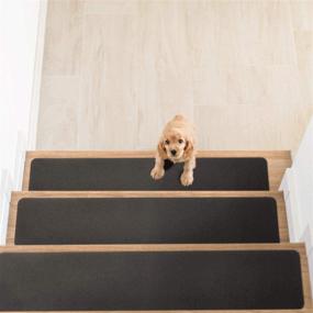 img 4 attached to 🐾 Delxo 14-Pack Non-Slip Carpet Stair Treads Rug Runners for Grip and Beauty. Safety and Slip Resistance for Kids, Elders, and Dogs. Pre-Applied Adhesive. Size: 0.6'' x 30'' (Grey)