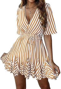 img 4 attached to PRETTYGARDEN Striped Pleated Women's Dress with Sleeves - Fashionable Clothing for Women