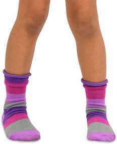 img 2 attached to 🧦 TeeHee Little Girls' Organic Cotton Crew Socks - 6 Pairs Pack with Roll Top