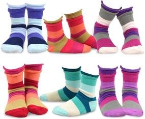 img 4 attached to 🧦 TeeHee Little Girls' Organic Cotton Crew Socks - 6 Pairs Pack with Roll Top