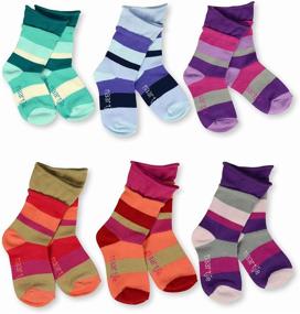 img 3 attached to 🧦 TeeHee Little Girls' Organic Cotton Crew Socks - 6 Pairs Pack with Roll Top