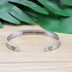 img 2 attached to 🎁 Personalized Stainless Cuff Bracelet: Memgift Inspirational Jewelry for Women and Girls, Ideal for Birthdays, Christmas, and Mother's Day