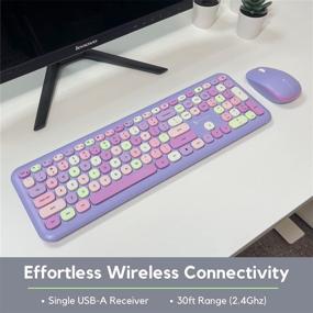 img 1 attached to 🔮 Enhance your Workspace with the X9 Performance Colorful Keyboard and Mouse Combo - Stylish 2.4G Wireless Set for PC and Chrome - Transform Your Space with a Cute Purple Design (110 Keys/18 Shortcuts)