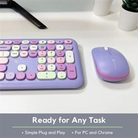 img 2 attached to 🔮 Enhance your Workspace with the X9 Performance Colorful Keyboard and Mouse Combo - Stylish 2.4G Wireless Set for PC and Chrome - Transform Your Space with a Cute Purple Design (110 Keys/18 Shortcuts)