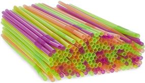 img 2 attached to 🥤 200 Pack of Single-Use Bendable Plastic Drinking Straws in 4 Vibrant Colors, 13 Inches Long