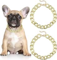 hicarer 2 pieces 14 inch metal gold link chain necklace - stylish pet accessories for dogs: bulldogs, chihuahuas, yorkies, and mini breeds logo