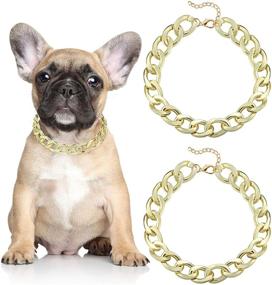 img 4 attached to Hicarer 2 Pieces 14 Inch Metal Gold Link Chain Necklace - Stylish Pet Accessories for Dogs: Bulldogs, Chihuahuas, Yorkies, and Mini Breeds