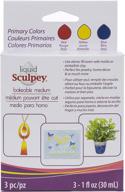 🎨 liquid sculpey polymer clay, primary sample pack with three 1 oz. bottles - red, blue, and yellow, ideal for jewelry, holiday crafts, and diy projects logo