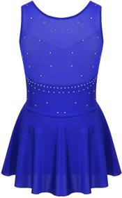 img 3 attached to 👗 Yeahdor Girls' Figure Ice Skating Dress: Mesh Splice, Long Sleeve, Mock Neck – Perfect for Ballet Dance, Gymnastics, and Tutu Skirted Leotard