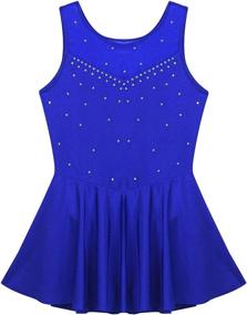 img 2 attached to 👗 Yeahdor Girls' Figure Ice Skating Dress: Mesh Splice, Long Sleeve, Mock Neck – Perfect for Ballet Dance, Gymnastics, and Tutu Skirted Leotard