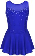 👗 yeahdor girls' figure ice skating dress: mesh splice, long sleeve, mock neck – perfect for ballet dance, gymnastics, and tutu skirted leotard логотип