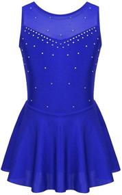 img 4 attached to 👗 Yeahdor Girls' Figure Ice Skating Dress: Mesh Splice, Long Sleeve, Mock Neck – Perfect for Ballet Dance, Gymnastics, and Tutu Skirted Leotard