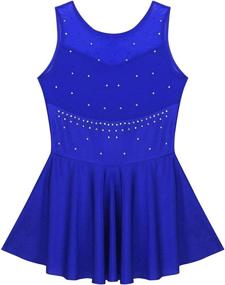 img 1 attached to 👗 Yeahdor Girls' Figure Ice Skating Dress: Mesh Splice, Long Sleeve, Mock Neck – Perfect for Ballet Dance, Gymnastics, and Tutu Skirted Leotard