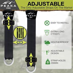 img 3 attached to Peaka Pro Extra Long Adjustable Tree Swing Straps Hanging Kit - Safe Hammock and Swing Hangers Set - Professional Climbing Hardware - Ultra Strong 2,200 LBS - For Toddlers and Children