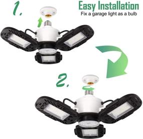 img 1 attached to Highly Bright Deformable LED Garage Light (2 Pack) - 100W Triple LED Ceiling Lights with E26 Screw Socket - 12500lm 6500K - Perfect for Garage, Warehouse, Workshop, Basement