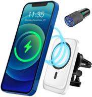 🧲 magnetic wireless car charger for iphone 12/13 and magsafe cases | enhanced magnetic coil | 15w fast wireless charging | includes premium adapter with qc 3.0 and pd 3.0 ports logo