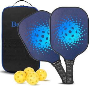 img 4 attached to Beives Graphite Pickleball Paddles - Set of 2 with 4 Balls, Ideal for Outdoor/Indoor Play, Polypropylene Honeycomb Core, Edge Guard, Ergonomic Grip, Lightweight Design, Including Carry Bag