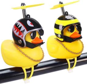 img 4 attached to 🦆 Quack Up Your Ride with wonuu Rubber Duck Car Ornaments! Enhance Your Dashboard with 2Pcs Yellow Duck Car Decorations and Squeeze Duck Bicycle Horns - Featuring Propeller Helmet