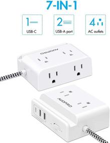 img 3 attached to 💡 Compact Power Strip with USB C - AUOPRO Flat Extension Cord, 4 Outlet Strips and 3 USB Ports, 5ft Long Braided Power Cord, Ideal Charging Station for Travel, Home Office, Cruise - ETL Listed